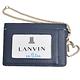 LANVIN 品牌經典LOGO圖騰牛皮愛心掛飾名片夾(深藍) product thumbnail 3