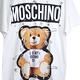 MOSCHINO COUTURE 別針彩色泰迪熊品牌字母LOGO圖騰棉質寬版T恤上衣(白底) product thumbnail 3