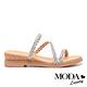拖鞋 MODA Luxury 異國度假風金蔥麻花繫帶楔型拖鞋－銀 product thumbnail 3