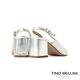 Tino Bellini 義大利進口特殊紋理牛皮尖頭後釦帶粗跟鞋_銀 product thumbnail 5