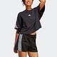 Adidas W FI 3S Tee [HT4695] 女 短袖 上衣 短版 T恤 運動 休閒 時尚 簡約 棉質 黑白 product thumbnail 4