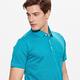 【Lynx Golf】男款雙絲光樹葉緹花短袖POLO衫-藍綠色 product thumbnail 5