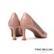 Tino Bellini 巴西進口蕾絲簍空花紋牛皮尖頭高跟鞋FWDV024-藕粉 product thumbnail 5
