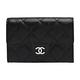 CHANEL 經典銀色雙C LOGO菱格粒紋暗釦卡夾/零錢包(黑) product thumbnail 2