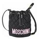 MOSCHINO 粉字母絎縫尼龍可拆腕帶手提/斜背水桶包(黑色) product thumbnail 2