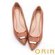 ORIN 典雅氣質 梯形金屬釦環羊皮高跟鞋-棕色 product thumbnail 4