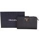 PRADA Saffiano 三色拼接金字防刮牛皮釦式中夾(黑色) product thumbnail 8