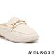 穆勒鞋 MELROSE 美樂斯 高雅品味晶鑽一字釦毛呢布穆勒低跟拖鞋－米白 product thumbnail 6