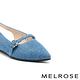 低跟鞋 MELROSE 美樂斯 氣質花朵釦牛仔布後繫帶尖頭低跟鞋－藍 product thumbnail 6