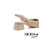 高跟鞋 MODA Luxury 韓系氣質沖孔羊皮方頭後繫帶粗高跟鞋－綠 product thumbnail 4