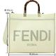 FENDI Sunshine 中型 字母烙印小牛皮玳瑁提柄兩用托特包(灰綠) product thumbnail 6