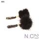 N.C21-毛球水鑽鍊條流蘇垂墜耳環 (黑色) product thumbnail 2