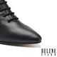 短靴 HELENE SPARK 復古時髦綁帶尖頭彈力皮革粗高跟短靴－黑 product thumbnail 6