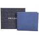 PRADA Saffiano 拼色內裡防刮牛皮零袋對折短夾(藍色/內裡水藍) product thumbnail 7