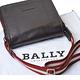 BALLY 經典品牌LOGO紅白條紋掀蓋斜背包(咖啡色) product thumbnail 9