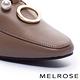 低跟鞋 MELROSE 復古質感珍珠圓飾全真皮方頭低跟鞋－可可 product thumbnail 6