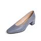 KOKKO柔軟舒適強支撐布紋真皮中跟粗跟鞋淺藍 product thumbnail 2