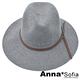AnnaSofia 麂絨繩結帶 線織寬簷遮陽紳士帽爵士帽(深灰系) product thumbnail 3
