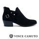 VINCE CAMUTO 側V字麂皮簍空交叉扣帶粗跟踝靴-絨黑 product thumbnail 3