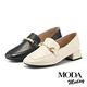 低跟鞋 MODA MODAY  韓系珍珠全真皮方圓頭樂福低跟鞋－米白 product thumbnail 7