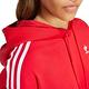 adidas 愛迪達 上衣 女款 長袖上衣 帽T 運動 短版 三葉草 國際碼 3S SHORT HOODIE 紅 IN8387 product thumbnail 4