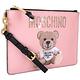 MOSCHINO 瓦楞泰迪熊圖騰手拿扁包(粉色) product thumbnail 3