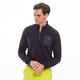 【Lynx Golf】男款法式羅紋剪接設計胸袋長袖立領POLO衫-深藍色 product thumbnail 3