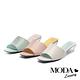 拖鞋 MODA Luxury 柔嫩色彩牛皮方頭低跟穆勒拖鞋－綠 product thumbnail 7