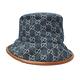 【GUCCI 古馳】576371 經典雙G LOGO丹寧漁夫帽(藍色M號) product thumbnail 2