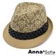 AnnaSofia 古典花紋編蔥革帶 遮陽紳士帽爵士帽草帽(黃駝系) product thumbnail 2