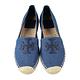 TORY BURCH ESPADRILLES經典雙T LOGO草編織搭配帆布平底鞋(丹寧藍) product thumbnail 4