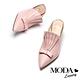 拖鞋 MODA Luxury 自信品味立體抓皺設計尖頭穆勒高跟拖鞋－粉 product thumbnail 5