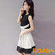 不規則無袖上衣+撞色半身裙兩件套 (黑色)-ROANN product thumbnail 3