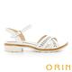 ORIN 牛皮交叉造型簍空低跟涼鞋 白色 product thumbnail 3