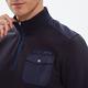 【Lynx Golf】男款法式羅紋剪接設計胸袋長袖立領POLO衫-深藍色 product thumbnail 6