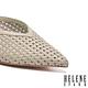 穆勒鞋 HELENE SPARK 簡約質感編織全真皮尖頭粗高跟穆勒拖鞋－米 product thumbnail 6