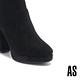 短靴 AS 復古時髦新經典金屬 LOGO 羊麂皮美型高跟短靴－黑 product thumbnail 6