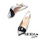高跟鞋 MODA Luxury 個性創意飾釦後繫帶印花羊皮尖頭高跟鞋－白 product thumbnail 5