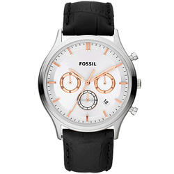 FOSSIL 都會紳士魅力計時腕錶-銀白/41mm