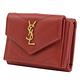 YSL Saint Laurent MONOGRAM V型車線魚子醬牛皮三折小短夾(紅/金) product thumbnail 6