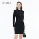 JESSICA - 黑色時尚修身立體個性鉚釘長袖針織洋裝 product thumbnail 3