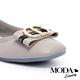 低跟鞋 MODA Luxury 優雅字母飾釦全真皮方頭低跟鞋－米 product thumbnail 6