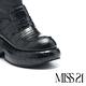 短靴 MISS 21 黑暗未來石頭紋彈力異材質拼接木屐大頭厚底短靴－黑 product thumbnail 6