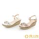 ORIN 創意造型簍空牛皮楔型高跟涼鞋 白色 product thumbnail 7