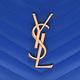 YSL MONOGRAM系列V字縫線魚子醬牛皮金屬LOGO拉鍊手拿包(寶藍) product thumbnail 6