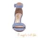 Pineapple Outfitter 復古絨皮一字繞踝粗跟涼鞋-絨藍 product thumbnail 4