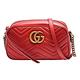 GUCCI GG Marmont系列仿舊金雙G LOGO 牛皮肩背包(447632-紅) product thumbnail 2