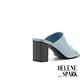 (換季出清美鞋)拖鞋 HELENE SPARK 極簡自然抓皺美感牛漆皮方頭高跟拖鞋－藍 product thumbnail 4