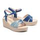 涼鞋 MELROSE 美樂斯 夏日輕旅 氣質時尚雙色拼接羊皮楔型高跟涼鞋－藍 product thumbnail 2