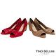 Tino Bellini 巴西進口編織MIX沖孔魚口楔型鞋 _ 紅 product thumbnail 3